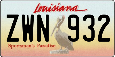 LA license plate ZWN932