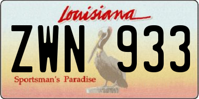 LA license plate ZWN933