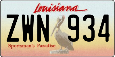 LA license plate ZWN934