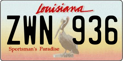 LA license plate ZWN936