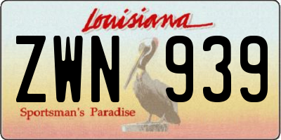 LA license plate ZWN939