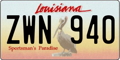 LA license plate ZWN940