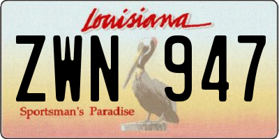 LA license plate ZWN947