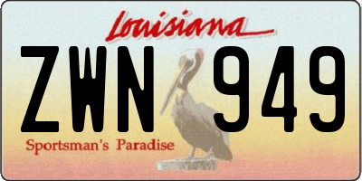 LA license plate ZWN949