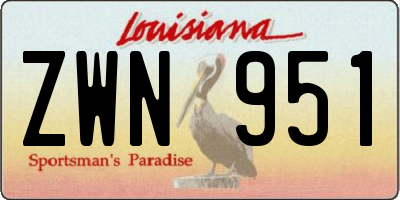 LA license plate ZWN951