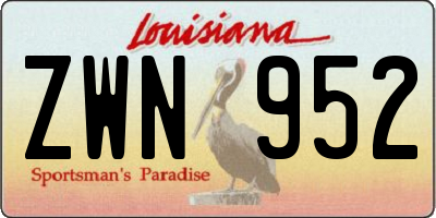 LA license plate ZWN952