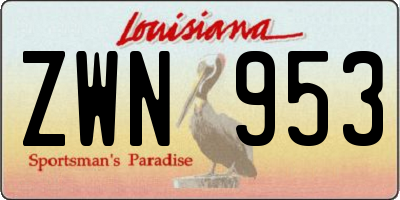 LA license plate ZWN953