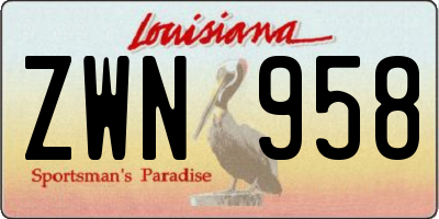 LA license plate ZWN958