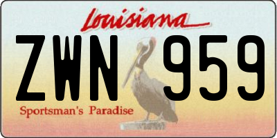 LA license plate ZWN959