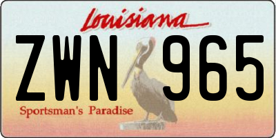 LA license plate ZWN965