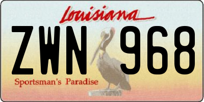 LA license plate ZWN968