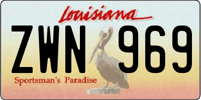 LA license plate ZWN969