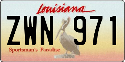 LA license plate ZWN971