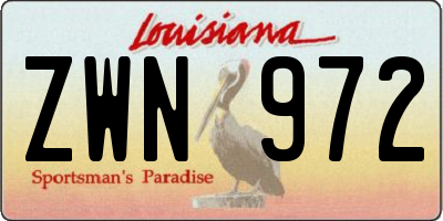 LA license plate ZWN972