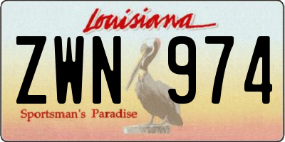 LA license plate ZWN974