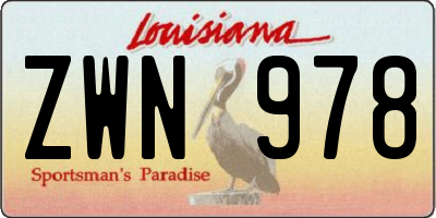 LA license plate ZWN978