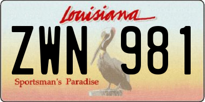 LA license plate ZWN981