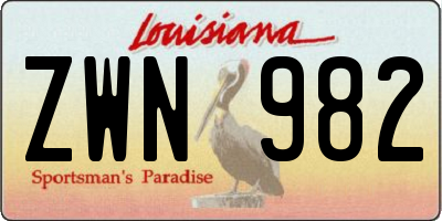 LA license plate ZWN982