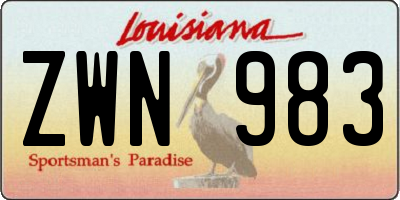 LA license plate ZWN983