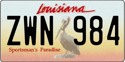 LA license plate ZWN984