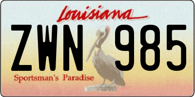 LA license plate ZWN985