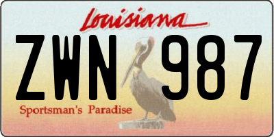 LA license plate ZWN987