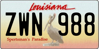 LA license plate ZWN988