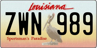LA license plate ZWN989