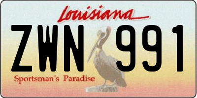 LA license plate ZWN991