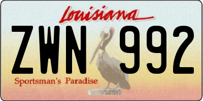 LA license plate ZWN992