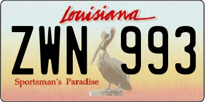 LA license plate ZWN993