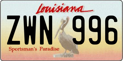 LA license plate ZWN996