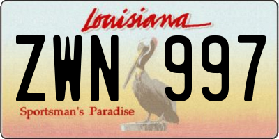 LA license plate ZWN997