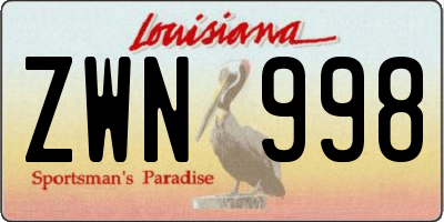 LA license plate ZWN998