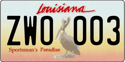 LA license plate ZWO003