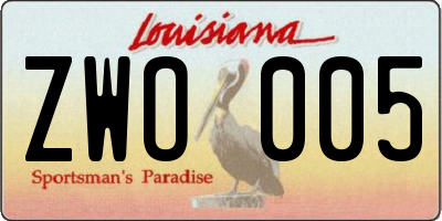 LA license plate ZWO005