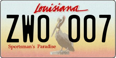 LA license plate ZWO007