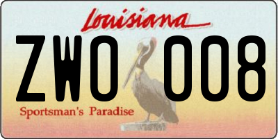 LA license plate ZWO008