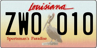 LA license plate ZWO010