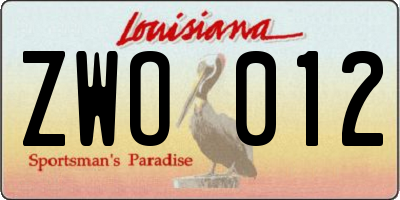 LA license plate ZWO012