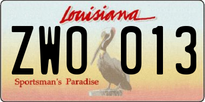 LA license plate ZWO013