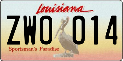 LA license plate ZWO014