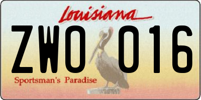 LA license plate ZWO016