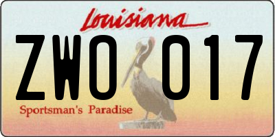 LA license plate ZWO017