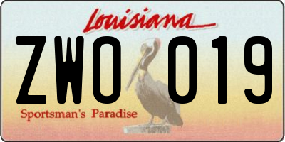 LA license plate ZWO019