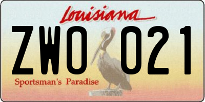 LA license plate ZWO021