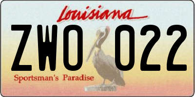 LA license plate ZWO022