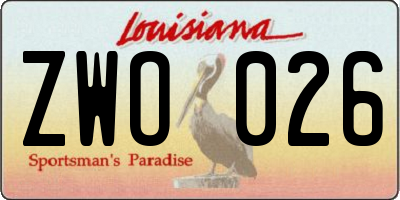 LA license plate ZWO026