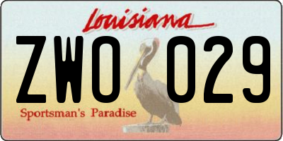 LA license plate ZWO029
