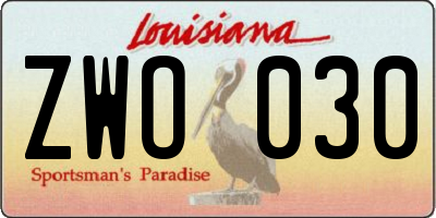 LA license plate ZWO030